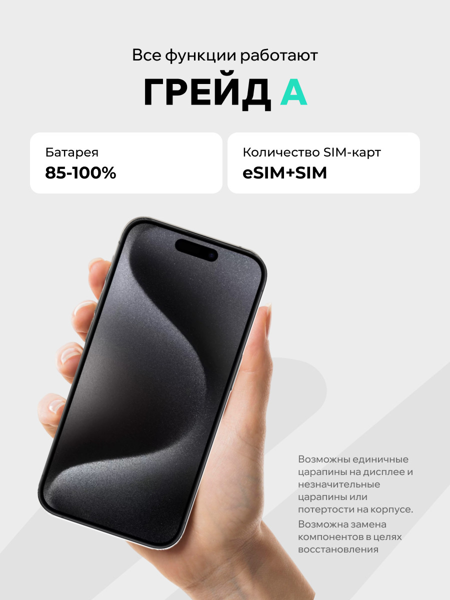 Смартфон восстановленный Apple iPhone 15 Pro 128GB ELNU Грейд A (черный титан) — фото 5