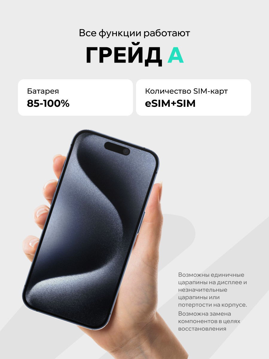 Смартфон восстановленный Apple iPhone 15 Pro 128GB ELNU Грейд A (синий титан) — фото 5