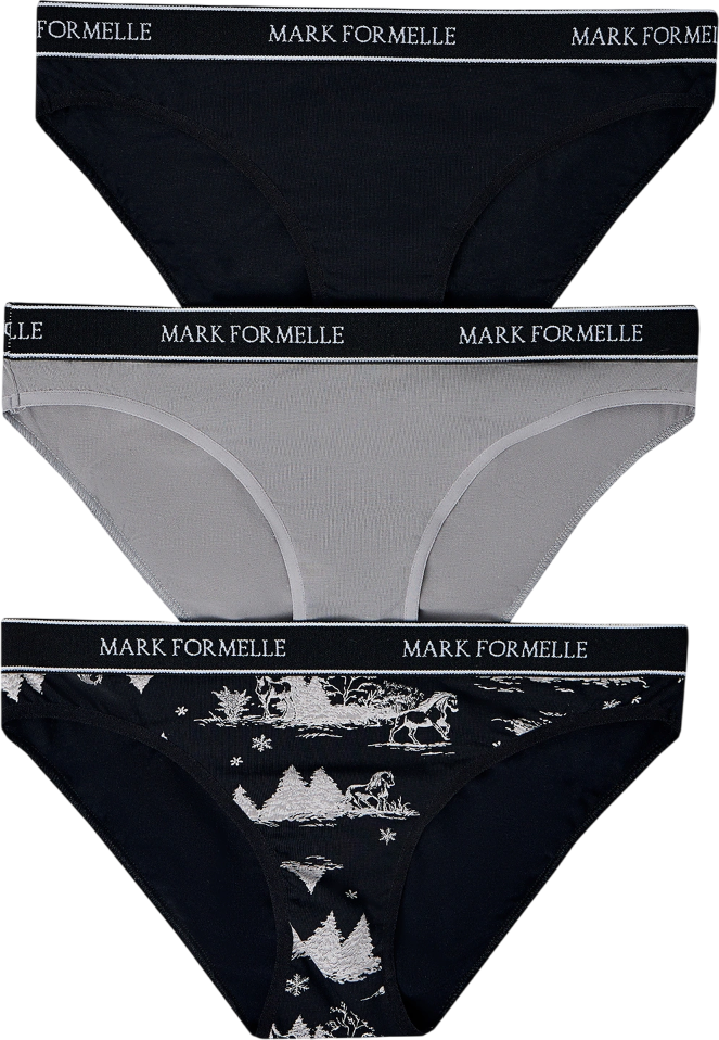 Комплект женских трусов Mark Formelle 412298-3 (р.90, лошади на черном)