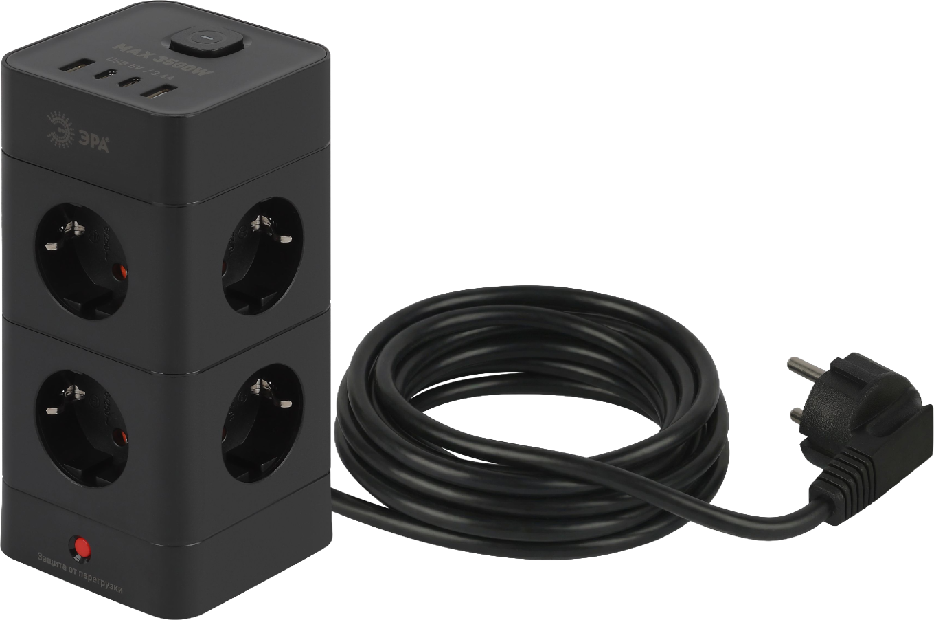 Сетевой фильтр ЭРА TWR-8es-1.5m-4USB-B / Б0069072