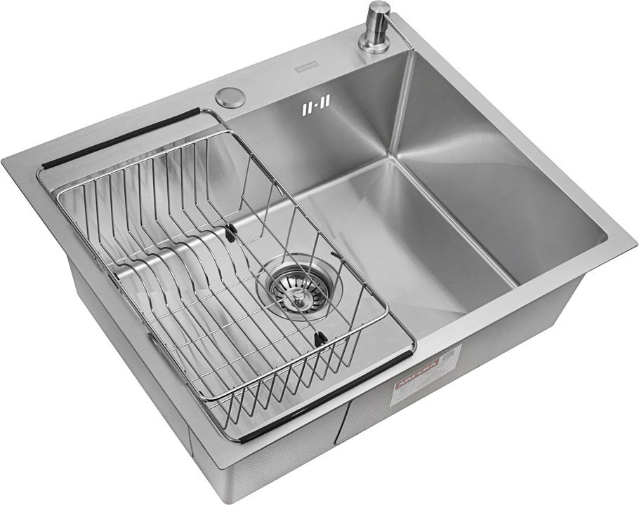 Мойка кухонная Arfeka ECO AR 500x500+CL AR F+DS AR (Satin, с дозатором и коландером) — фото 2