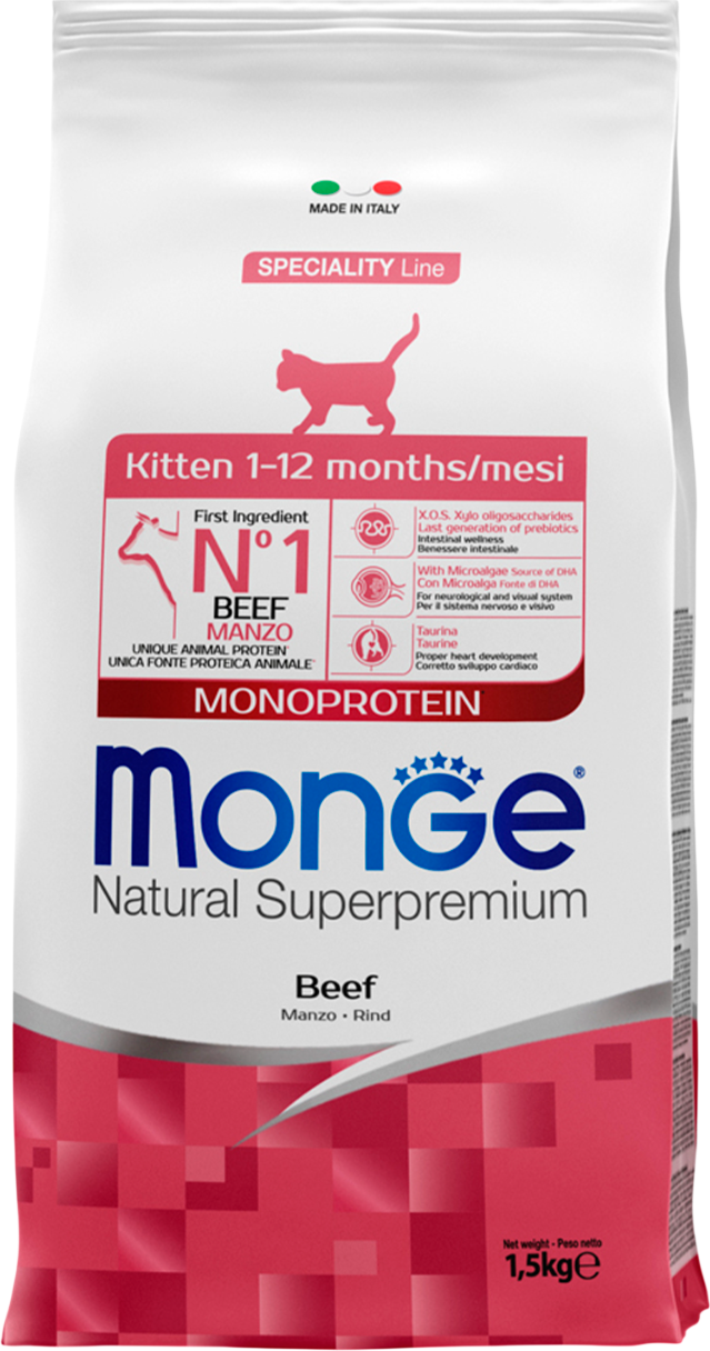 Сухой корм для кошек Monge Speciality Line Monoprotein для котят и беременных из говядины (1.5кг)