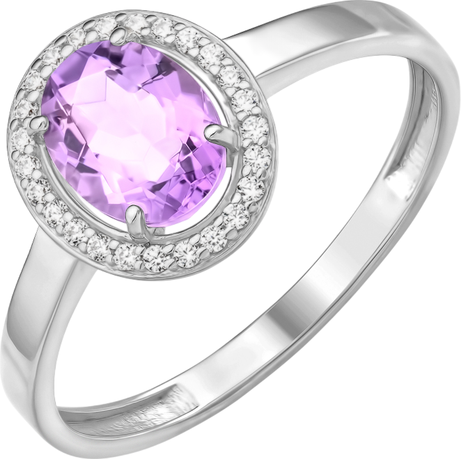 Кольцо из серебра 7 КАРАТ П1227-087СА (р.19, с аметистом и фианитами)