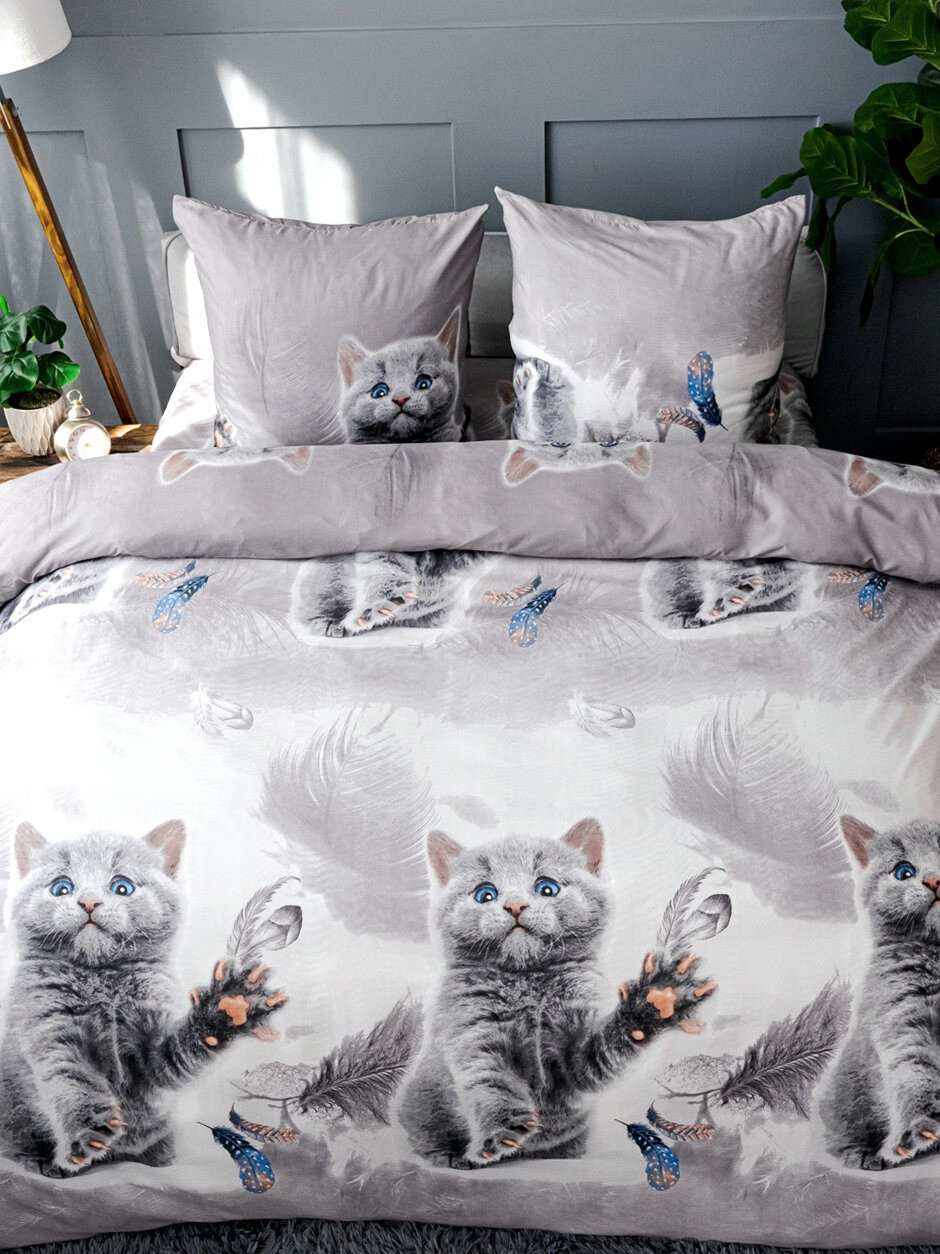 Комплект постельного белья PAVLine 1.5сп Котик