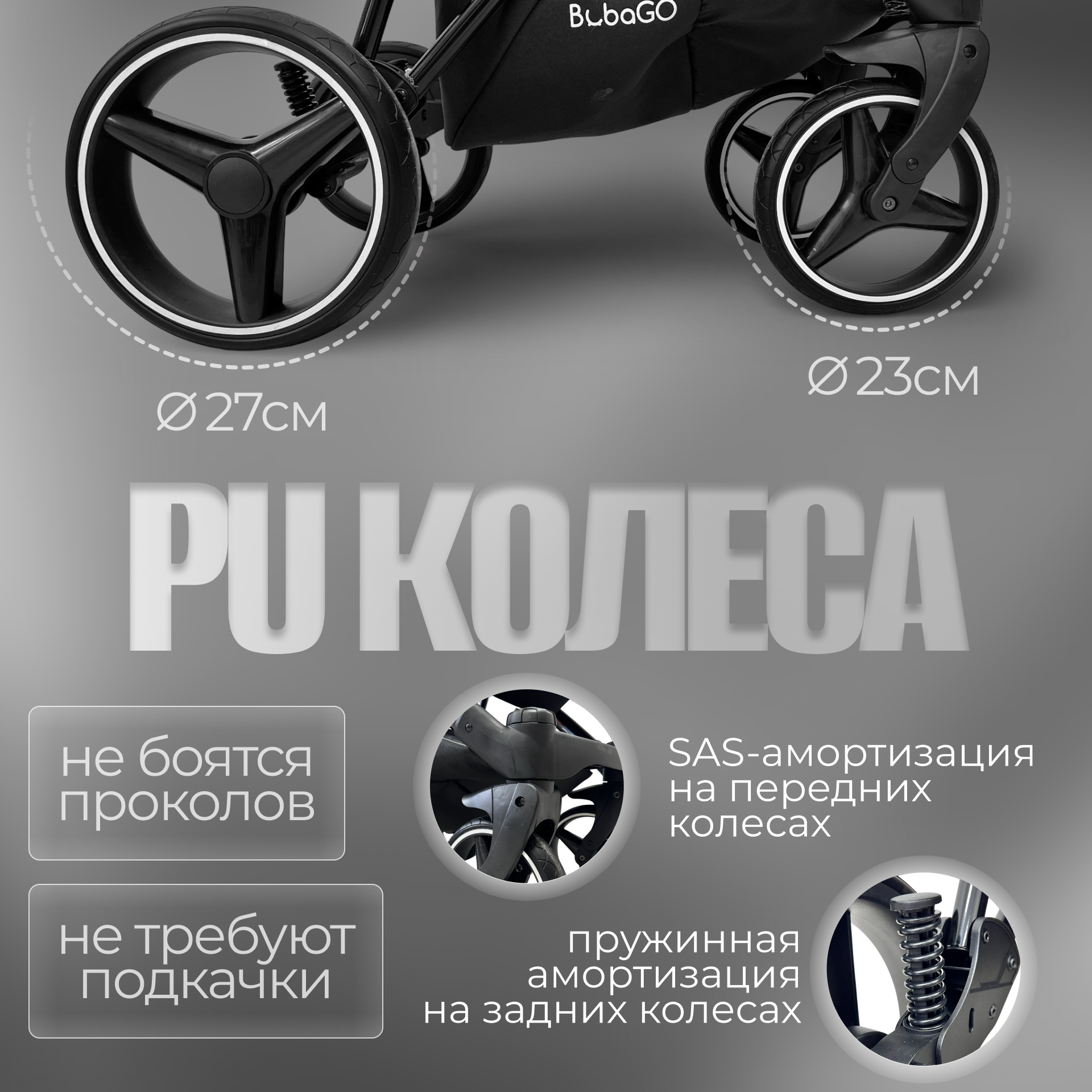 Детская универсальная коляска Bubago Savella 3в1 / BG 199-1 (черный) — фото 6