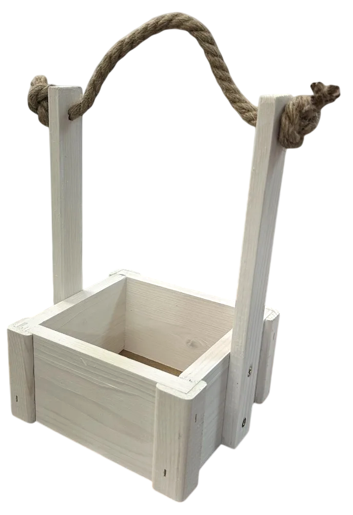 Ящик декоративный KraftHouse С джутовой ручкой 25x15x15 / 2041405043931 (белый)