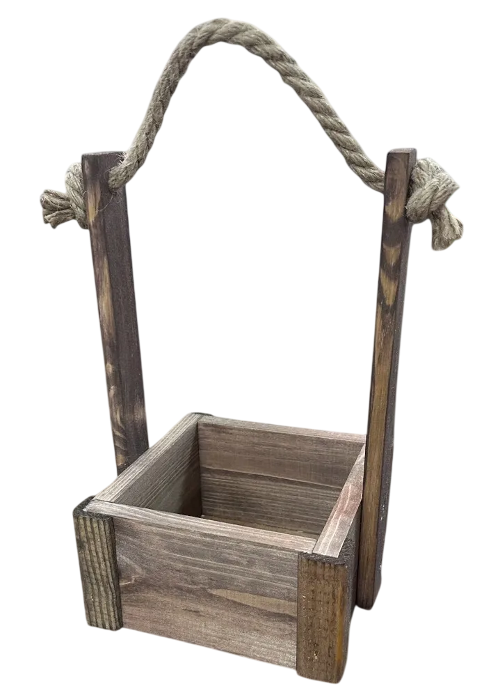 Ящик декоративный KraftHouse С джутовой ручкой 25x15x15 / 2041325862742 (ореховый)