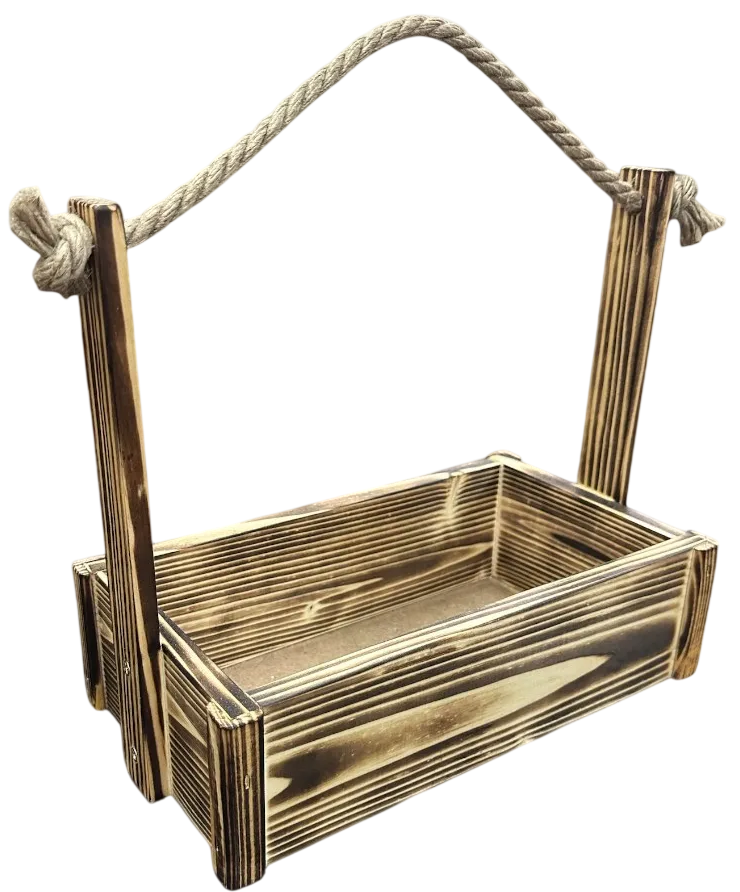 Ящик декоративный KraftHouse С джутовой ручкой 25x15x27 / 2041290495303 (обожженный)