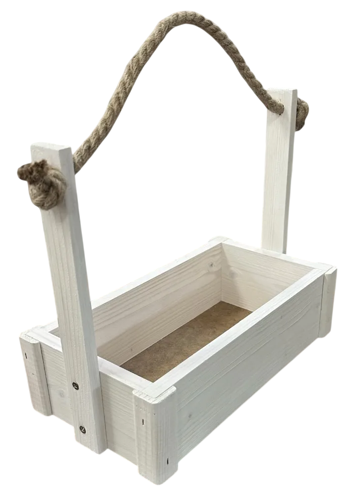 Ящик декоративный KraftHouse С джутовой ручкой 25x15x27 / 2041404857843 (белый)