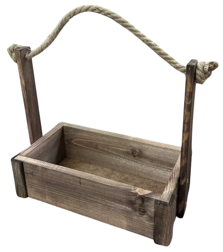Ящик декоративный KraftHouse С джутовой ручкой 25x15x27 / 2041325964927 (ореховый)