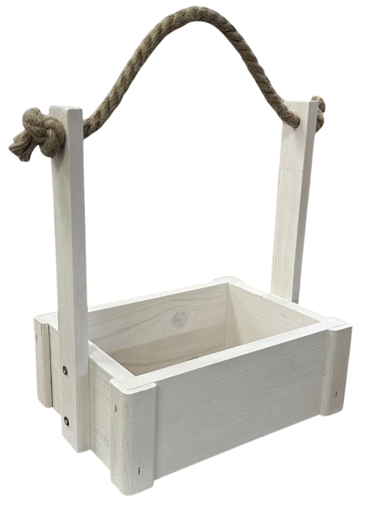Ящик декоративный KraftHouse С джутовой ручкой 25x15x20 / 2041270122274 (белый)
