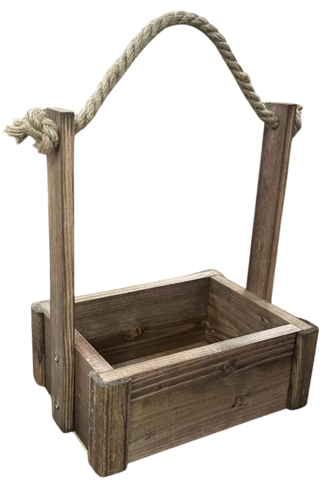 Ящик декоративный KraftHouse С джутовой ручкой 25x15x20 / 2041325953761 (ореховый)