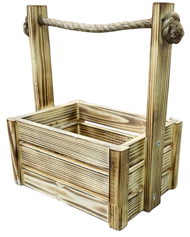 Ящик декоративный KraftHouse С джутовой ручкой 25x15x20 / 2038470454519 (обожженный)