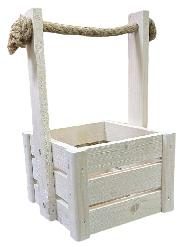 Ящик декоративный KraftHouse С джутовой ручкой 25x15x15 / 2039732542753 (белый)