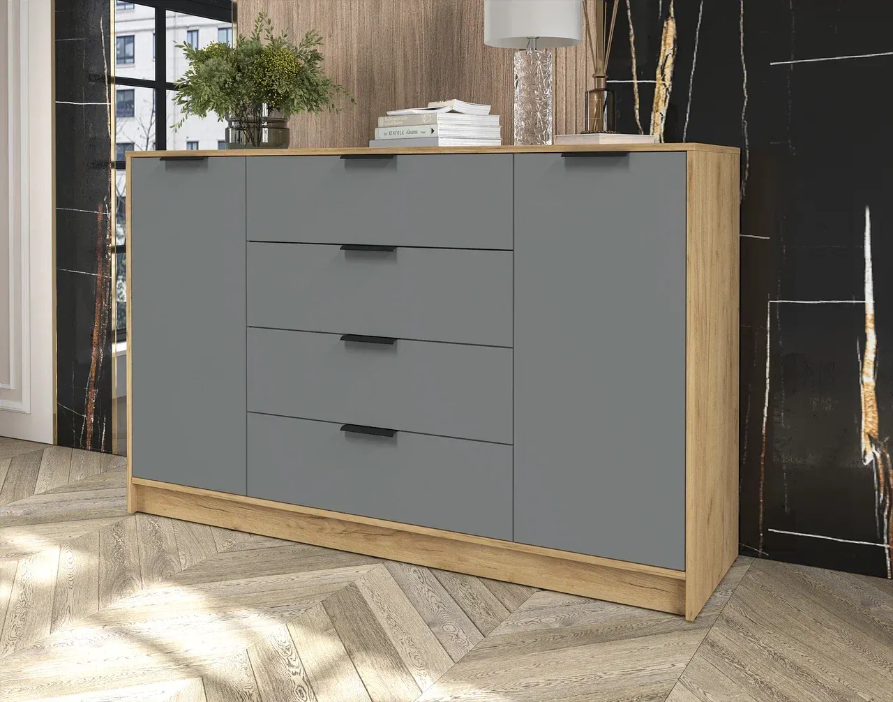 Тумба Interline Концепт КТ-Т160 Глосс (дуб золотой/серый) — фото 4