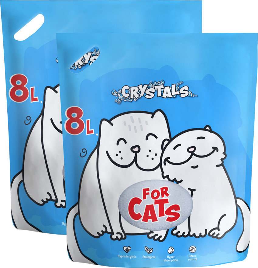 Наполнитель для туалета For Cats Силикагелевый / TUZ034 (2х8л/3.1кг)
