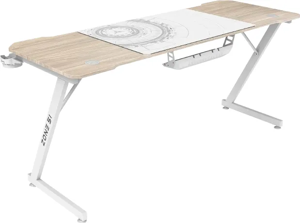 Геймерский стол Zone 51 Trine 160 / Z51-T6N-WD (дерево/белый) — фото 2