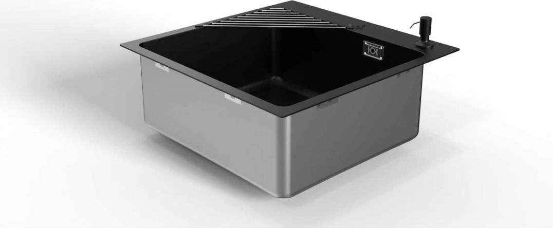 Мойка кухонная Ukinox Лофт LOV500.500-GT10P 0CW 01 BL&RDS (черный) — фото 4
