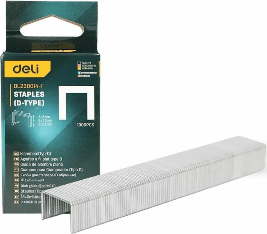 Скобы Deli EDL238014-1 (1000шт)