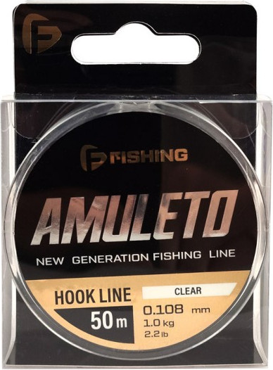 Леска монофильная F-Fishing Amuleto Hook Line Clear 50м 0.108мм 1.00кг 2.2lb / FAMC-0108 — фото 2