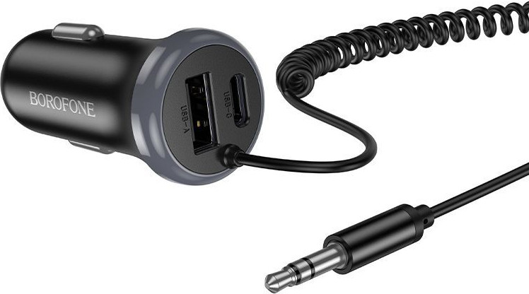 Bluetooth адаптер для автомобиля Borofone BC64 с кабелем (черный) — фото 3