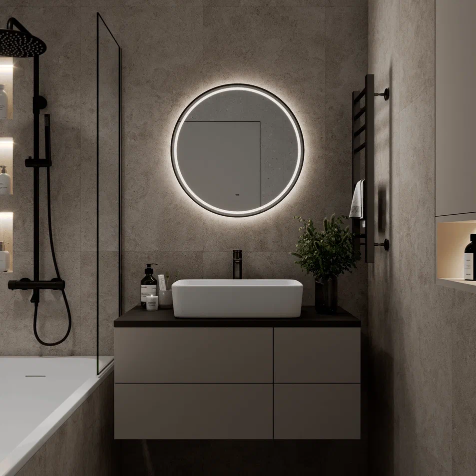 Зеркало Континент Tior Black LED D70 (черный) — фото 4