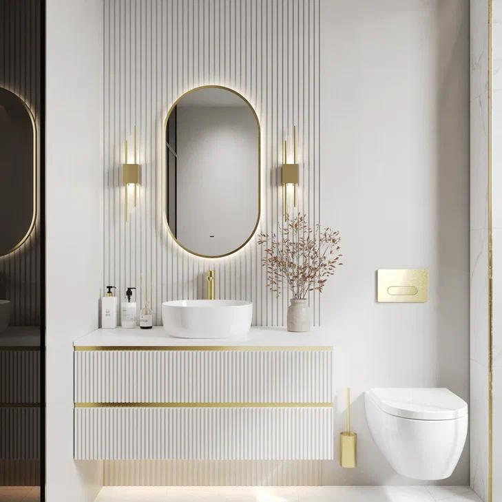 Зеркало Континент Miaro Gold LED 45x80 (золотой) — фото 3