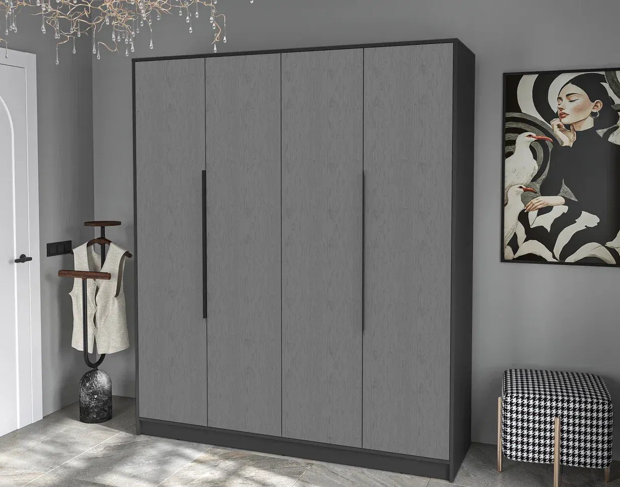 Шкаф Interline Концепт КТ-Ш4 Глосс (антрацит/дуб серый) — фото 3