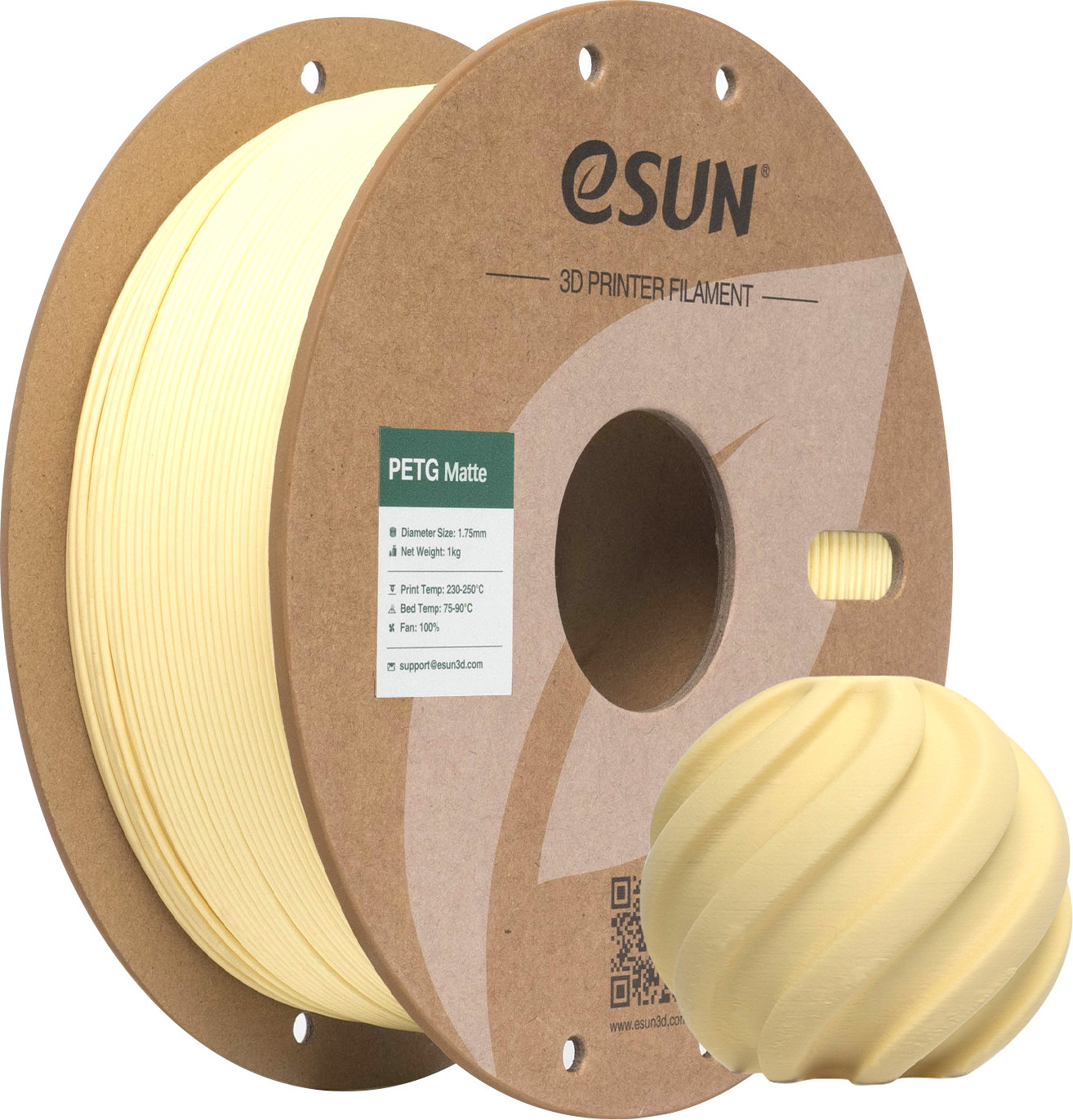 Пластик для 3D-печати eSUN PETG-Matte / PETG-MT175Q-AY1P1 (1.75мм, 1кг, миндальный/желтый) — фото 5