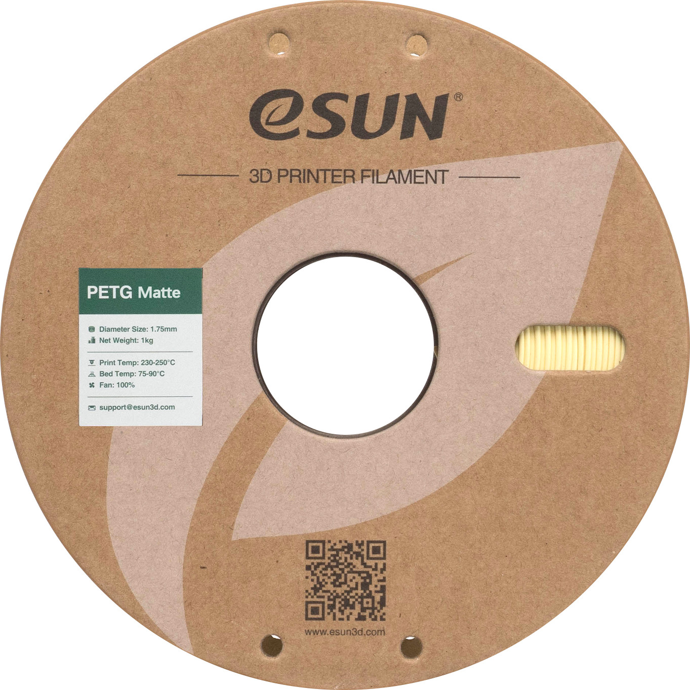 Пластик для 3D-печати eSUN PETG-Matte / PETG-MT175Q-AY1P1 (1.75мм, 1кг, миндальный/желтый) — фото 3