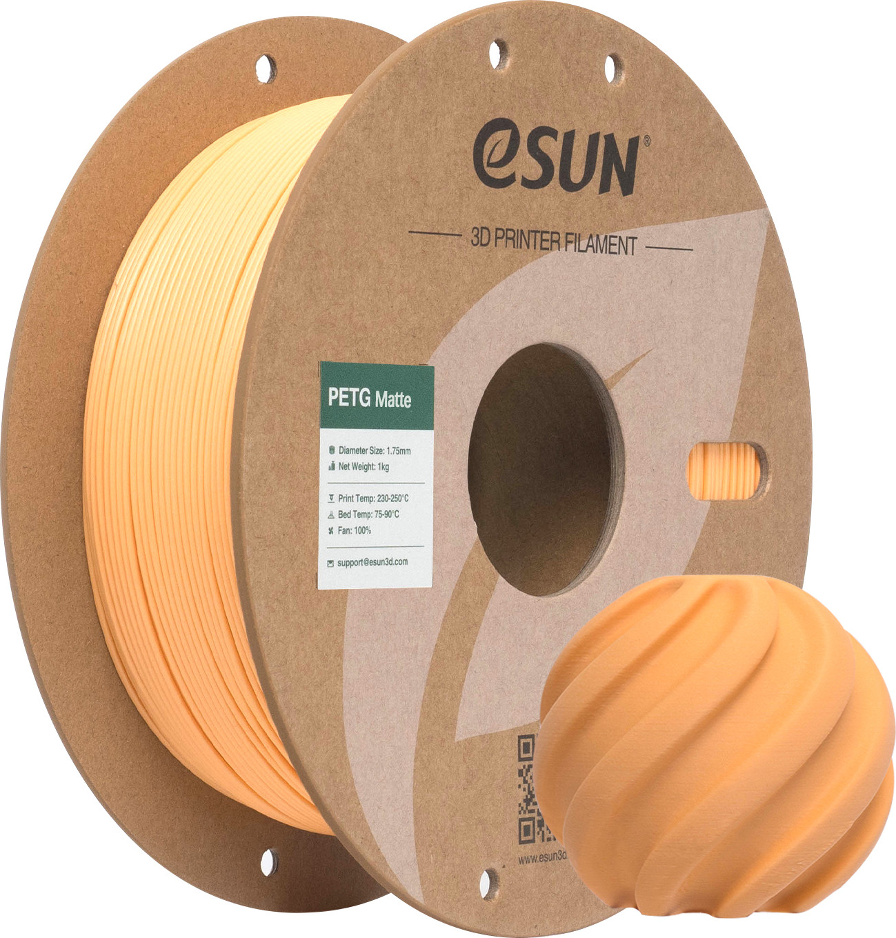 Пластик для 3D-печати eSUN PETG-Matte / PETG-MT175Q-AP1P1 (1.75мм, 1кг, абрикос) — фото 5