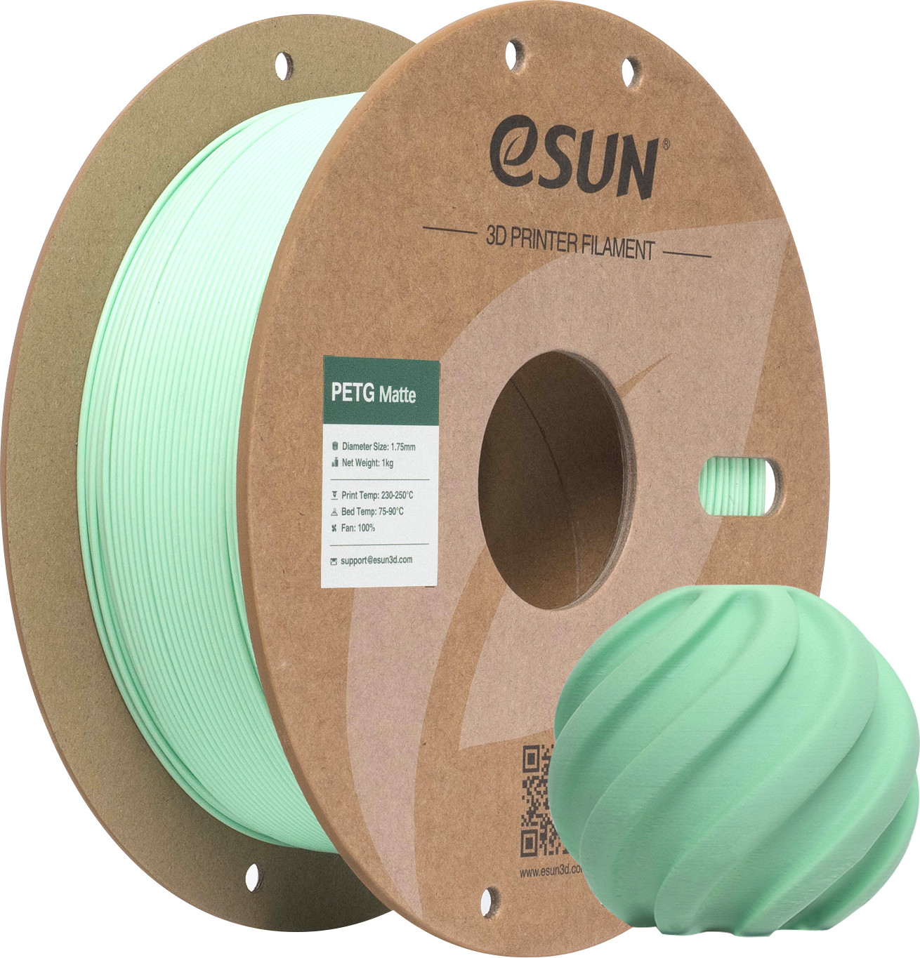 Пластик для 3D-печати eSUN PETG-Matte / PETG-MT175Q-MG1P1 (1.75мм, 1кг, мятный/зеленый) — фото 5