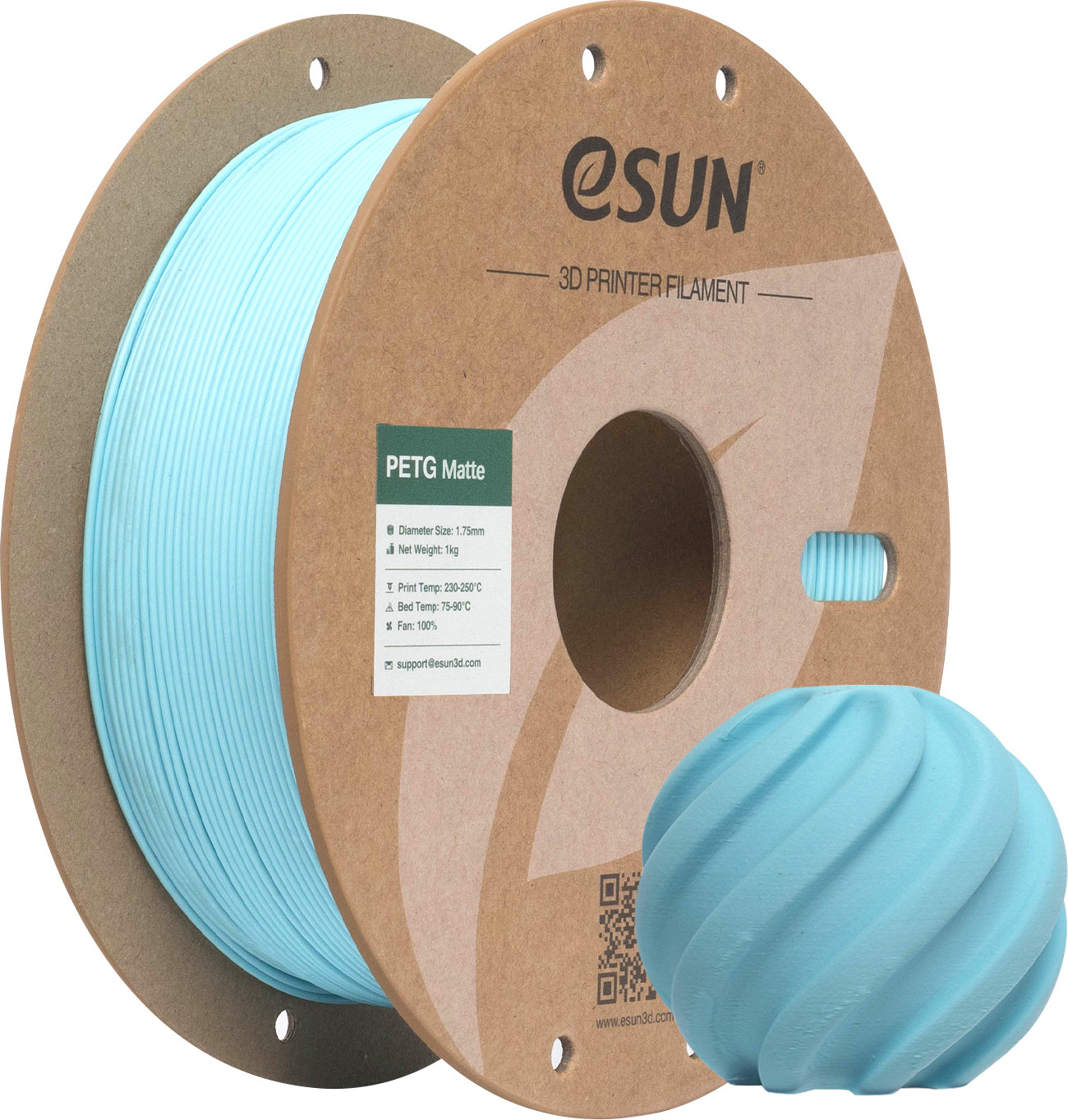 Пластик для 3D-печати eSUN PETG-Matte / PETG-MT175Q-U1P1 (1.75мм, 1кг, светло-голубой) — фото 5