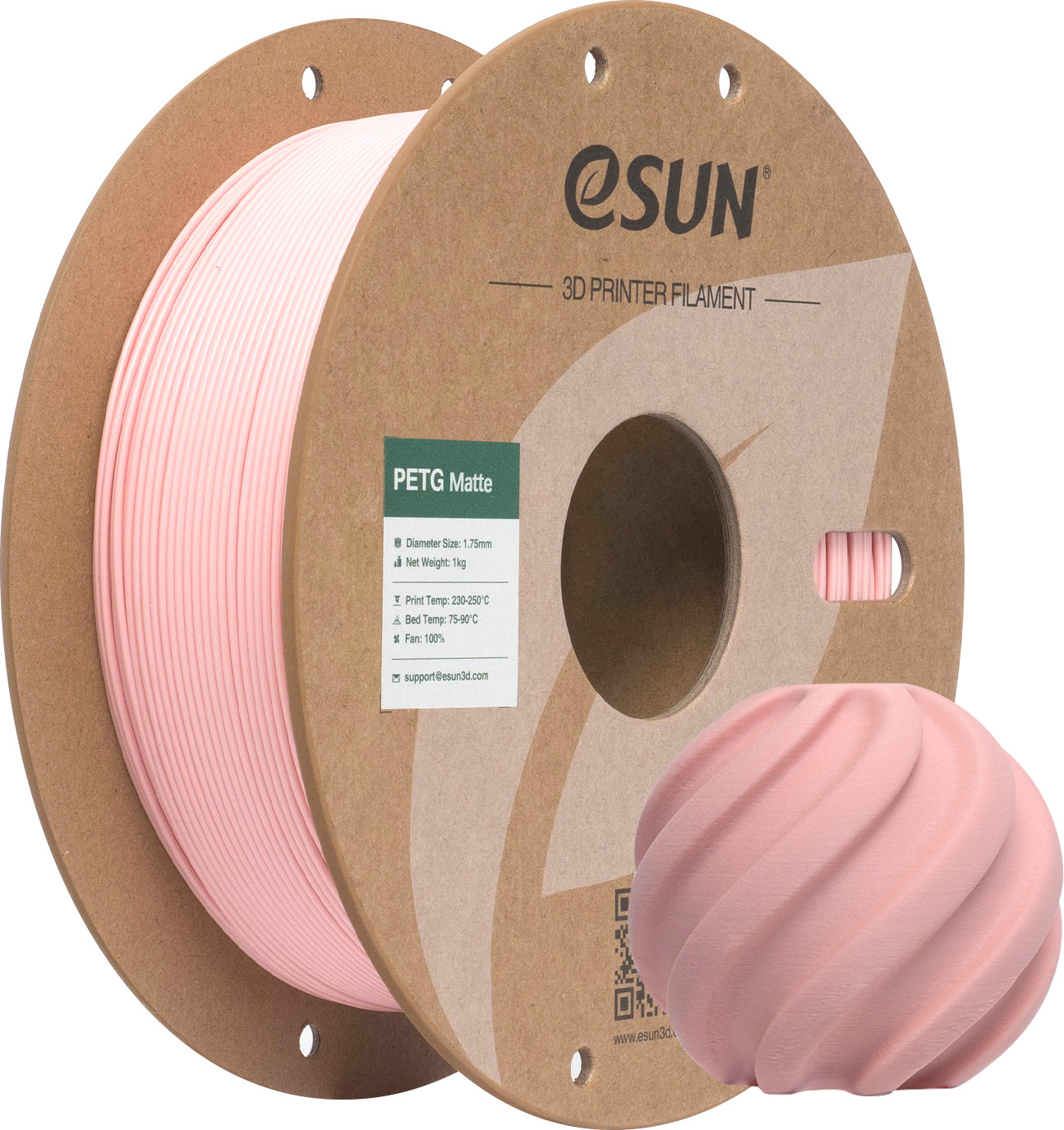 Пластик для 3D-печати eSUN PETG-Matte / PETG-MT175Q-PF1P1 (1.75мм, 1кг, персиковый/розовый) — фото 5