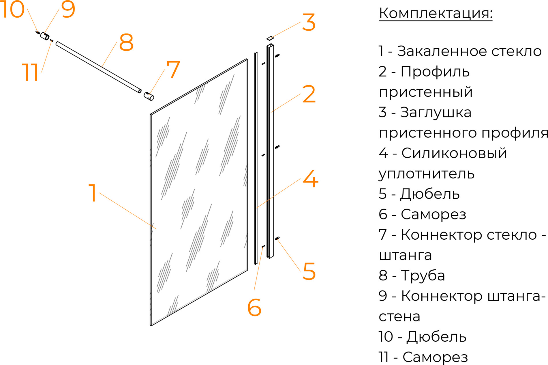 Стеклянная шторка для ванны RGW SC-050B / 351105007-34 — фото 3