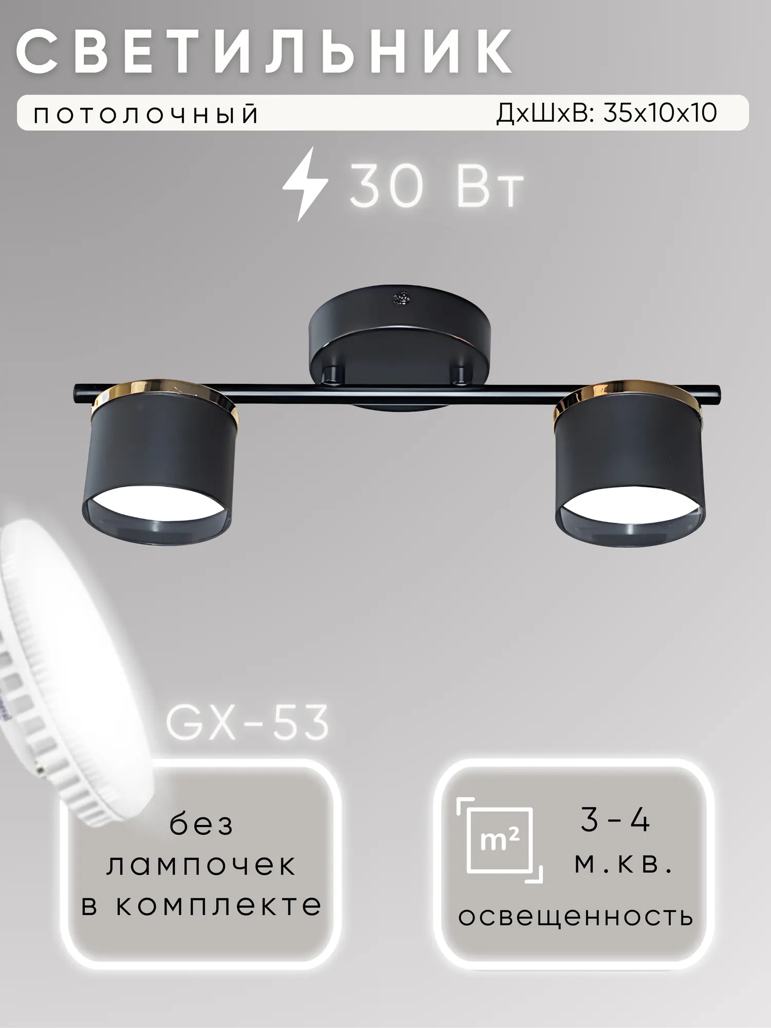 Потолочный светильник Aitin-Pro F60309/2 (черный/золото)