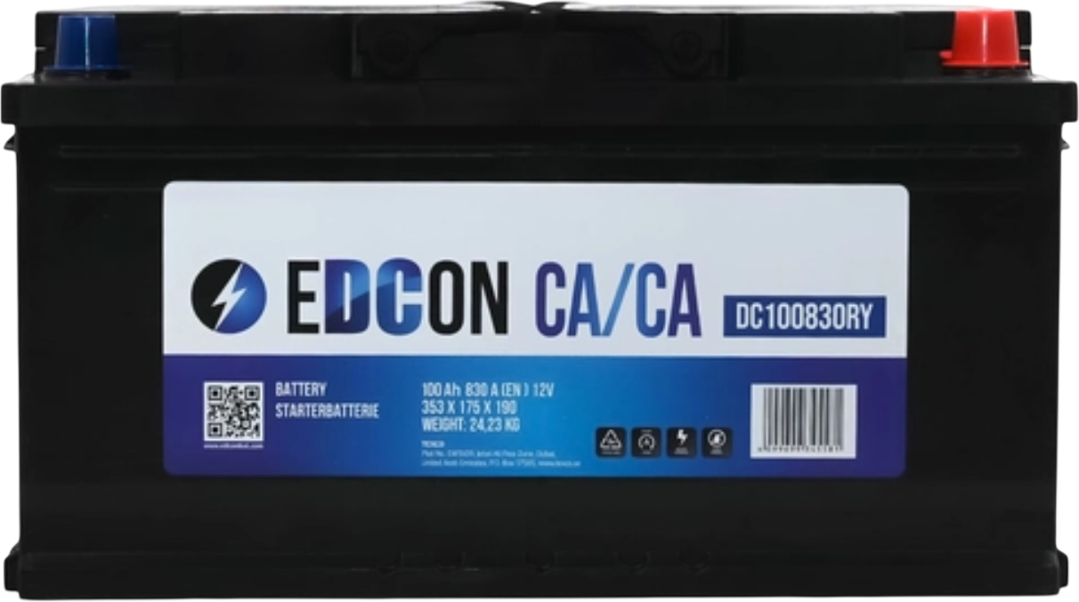 Автомобильный аккумулятор Edcon DC100830RY (100 А/ч) — фото 2
