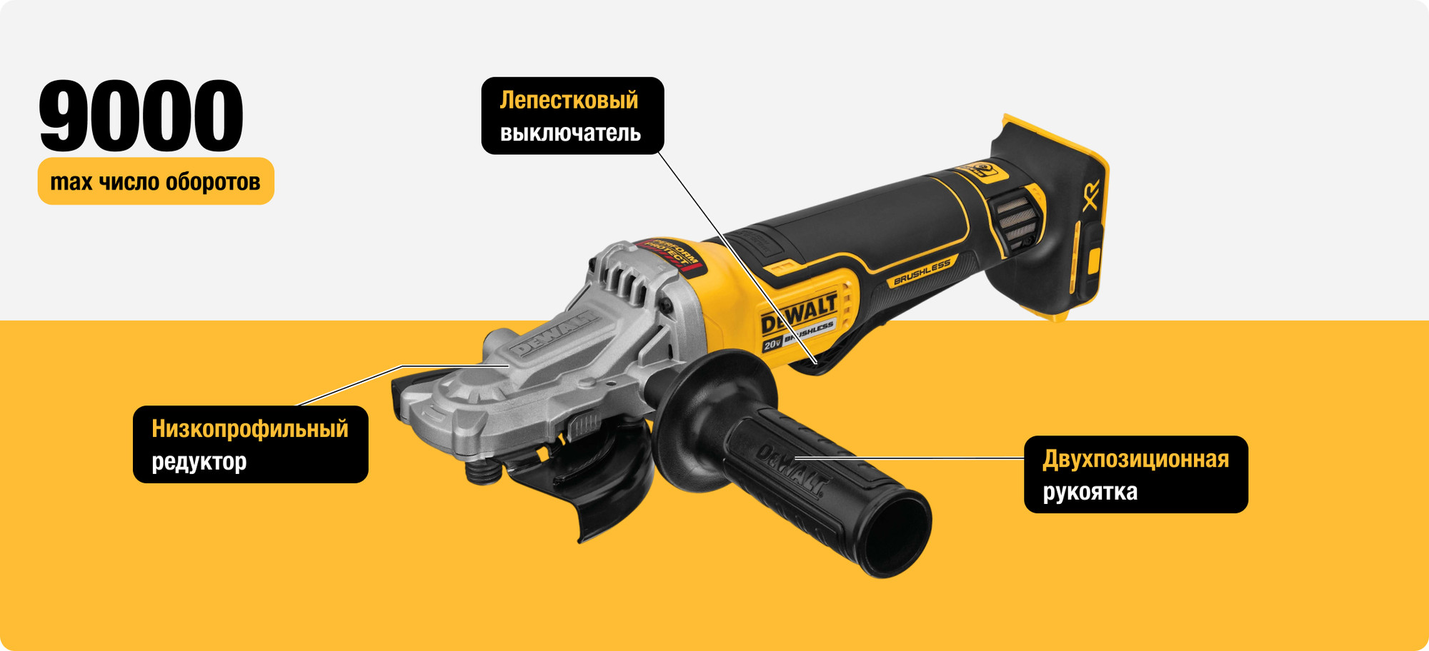 Профессиональная угловая шлифмашина DeWalt DCG413FB — фото 6