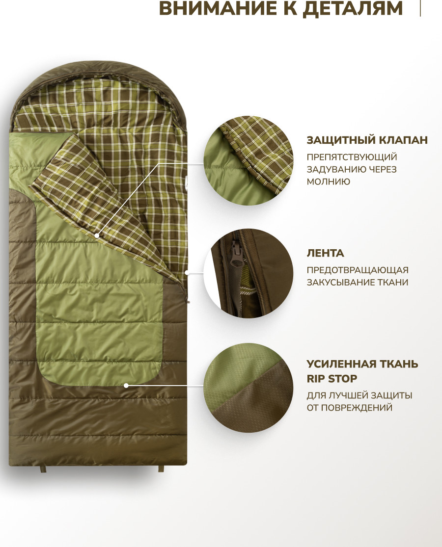 Спальный мешок RSP Outdoor Chill 400 Big / SB-СH-400-BIG-OLGN-L (оливково-зеленый) — фото 3