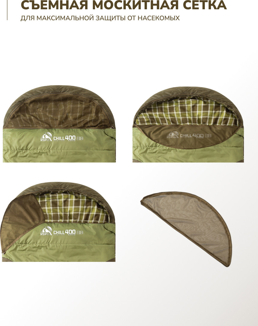 Спальный мешок RSP Outdoor Chill 400 Big / SB-СH-400-BIG-OLGN-R (оливково-зеленый) — фото 5