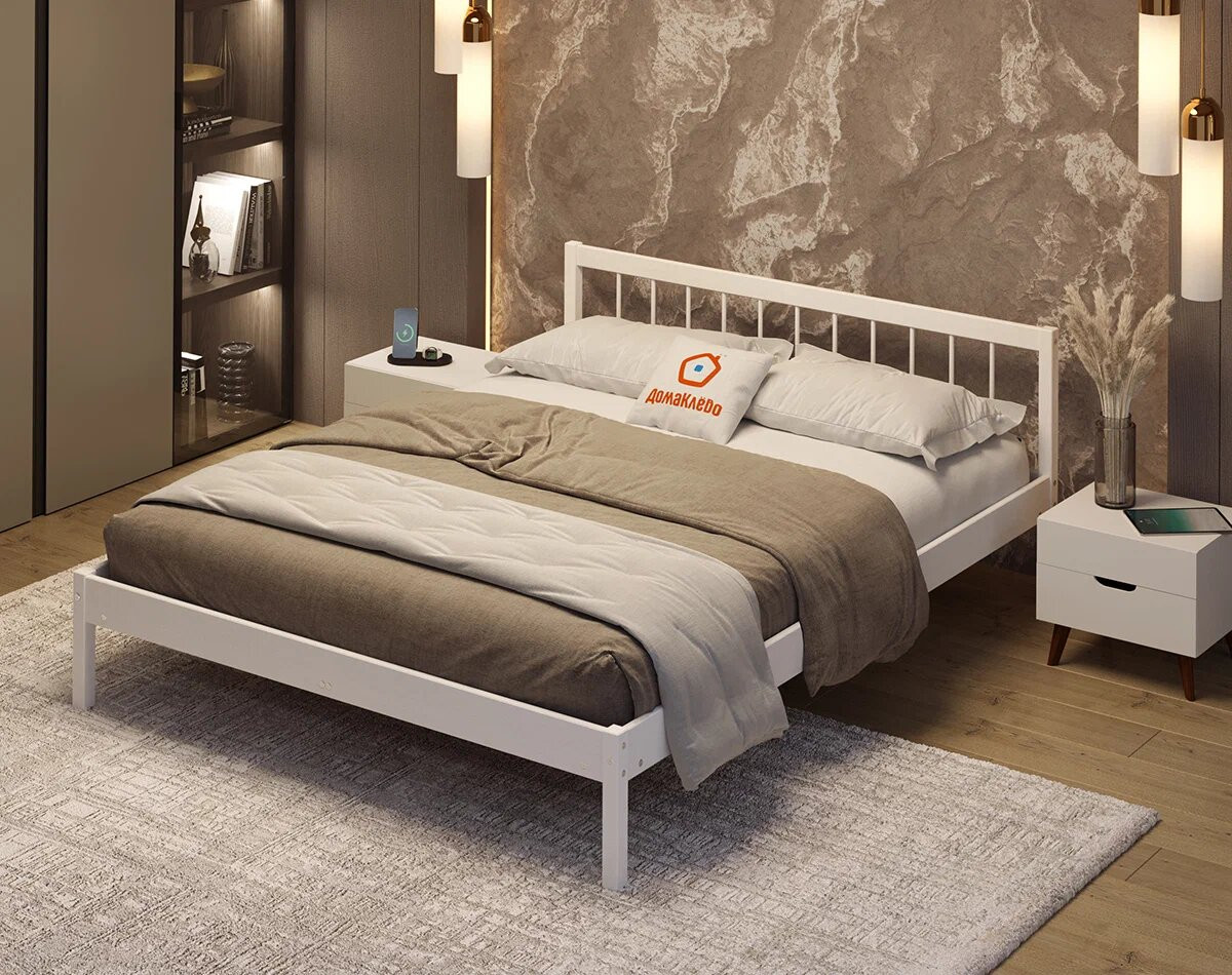 Двуспальная кровать Домаклево Мечта 4 160х200 (береза/белый) — фото 3