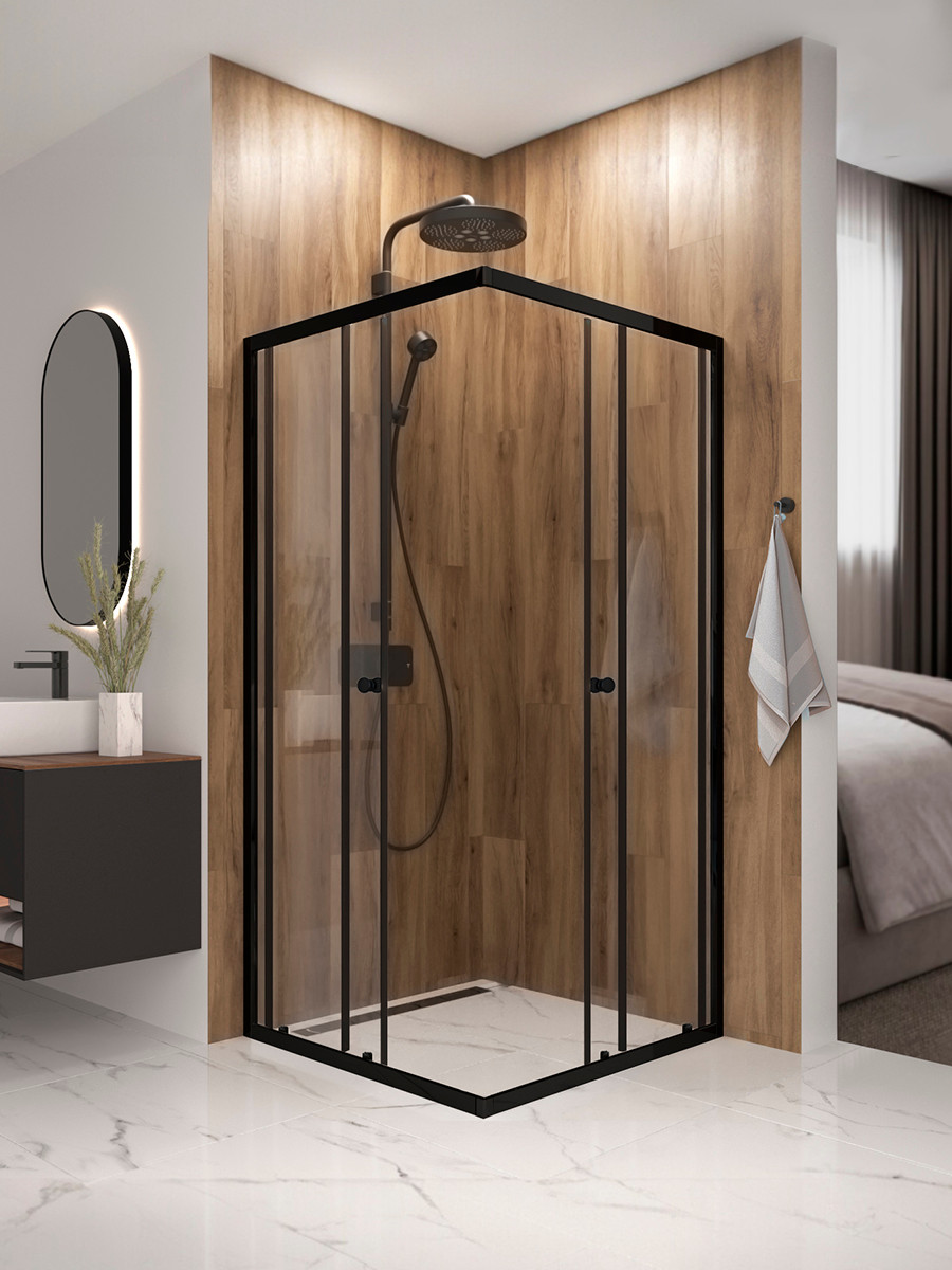 Душевой уголок Domani-Spa Shape 2 99 90x90x190 без поддона (графит/прозрачное стекло) — фото 2