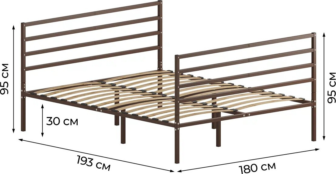 Двуспальная кровать Домаклево Металика Г4+Г4 180х190 (коричневый) — фото 2