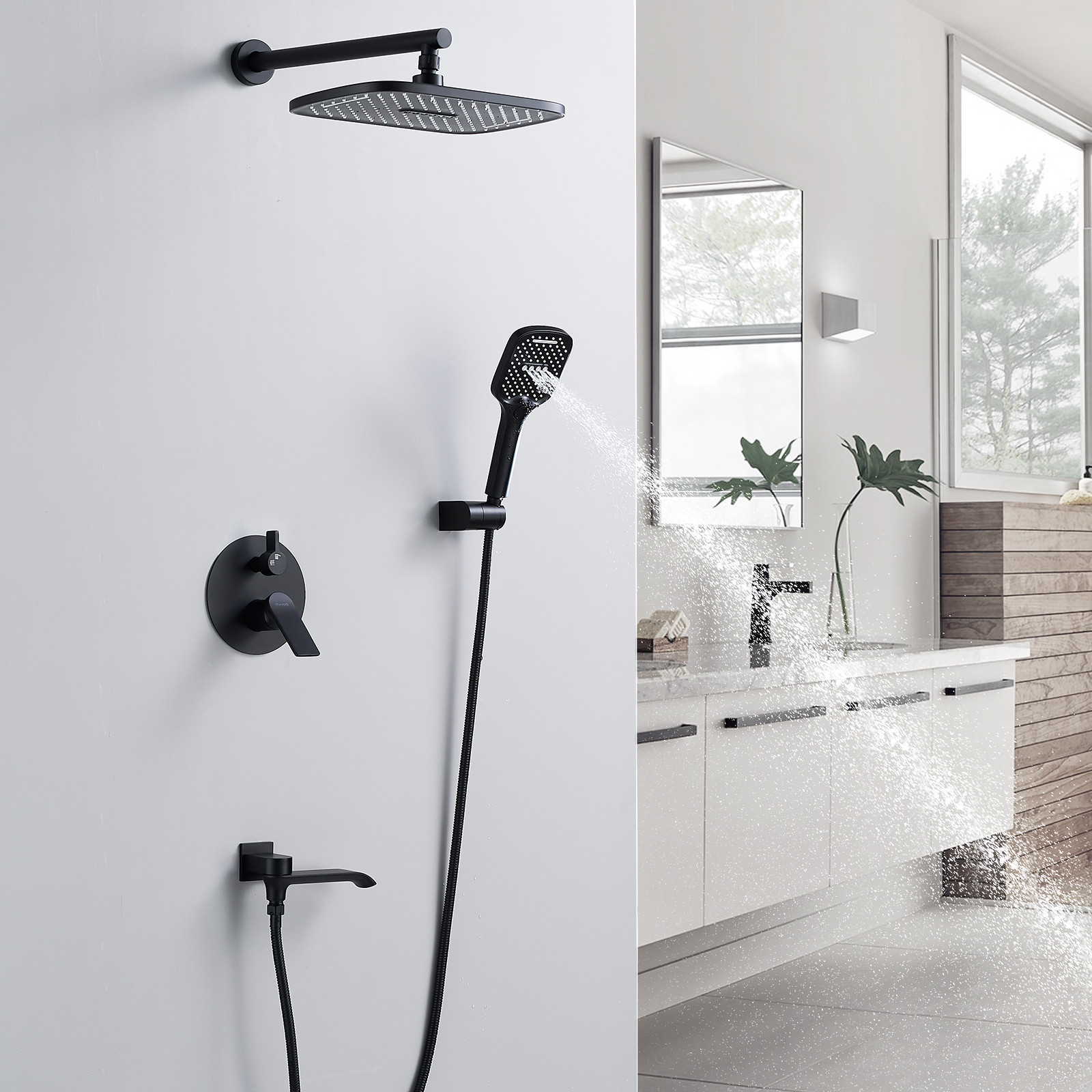 Душевая система со смесителем Shevanik S4135H (черный) — фото 6