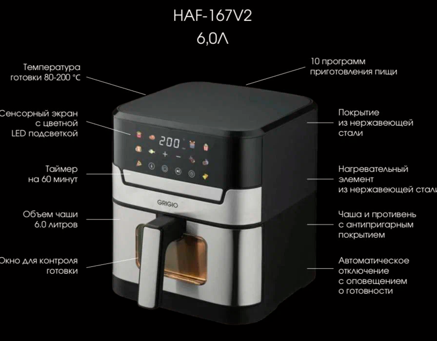Аэрогриль GRIGIO HAF-167V2 — фото 2