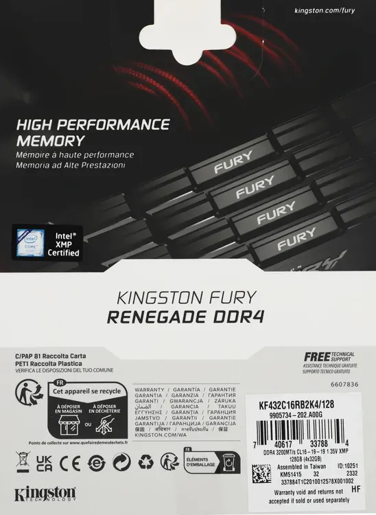 Оперативная память DDR4 Kingston KF432C16RB2K4/128 — фото 4