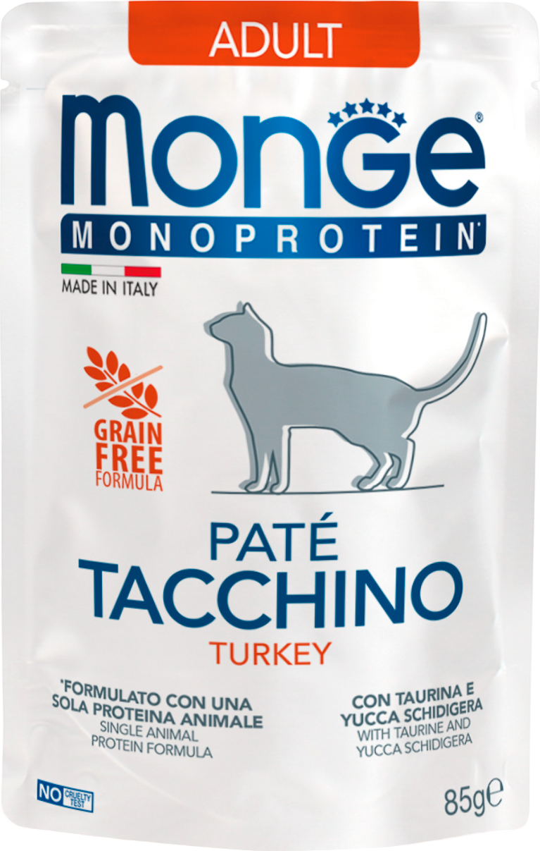 Влажный корм для кошек Monge Cat Monoprotein индейка (85г)