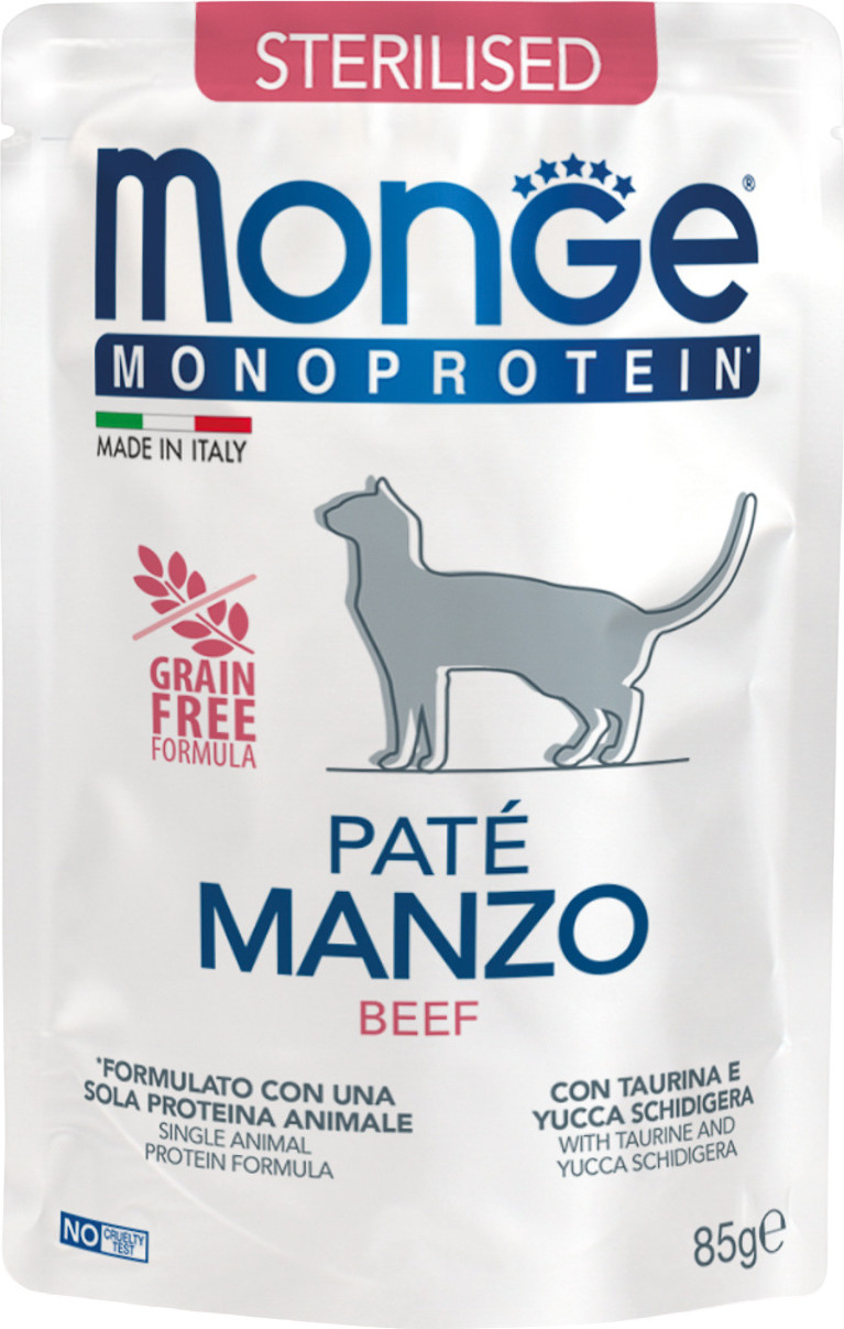 Влажный корм для кошек Monge Cat Monoprotein для стерилизованных кошек говядина (85г)