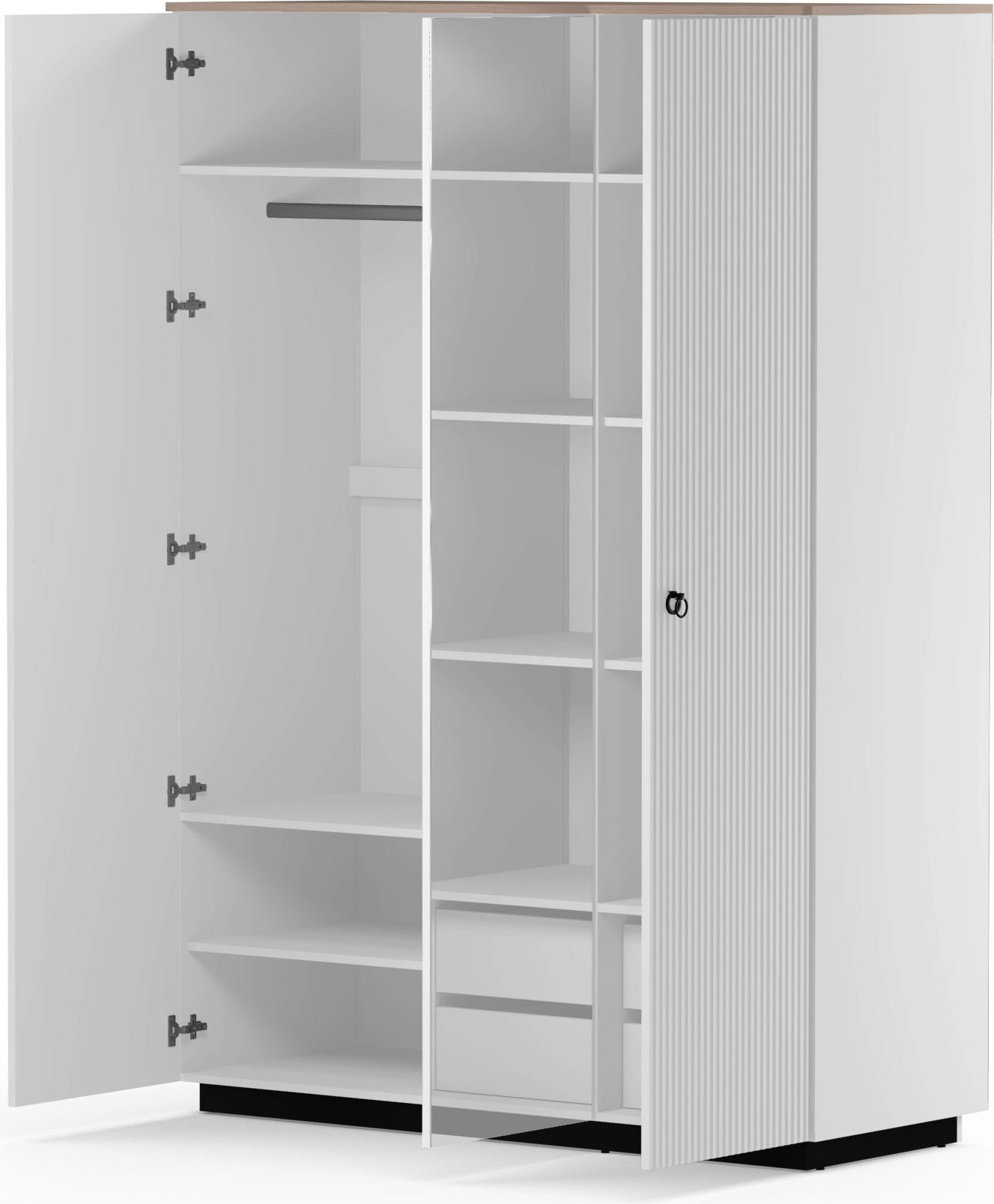 Шкаф Black Red White Domenica SZF3D (белый/гикори кингстон) — фото 4