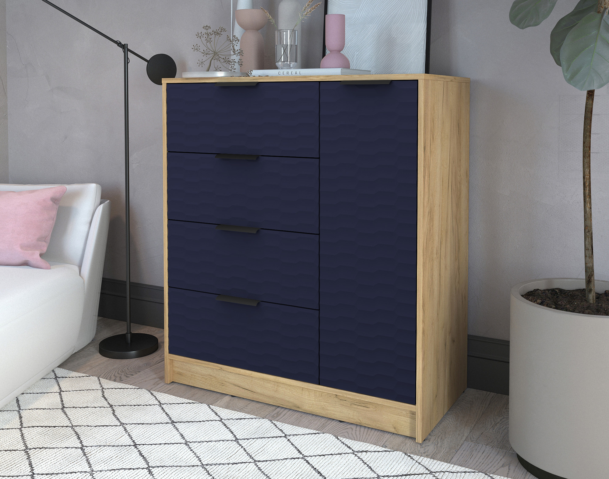 Тумба Interline Концепт Зодиак КТ-Т90 (дуб золотой/индиго) — фото 3